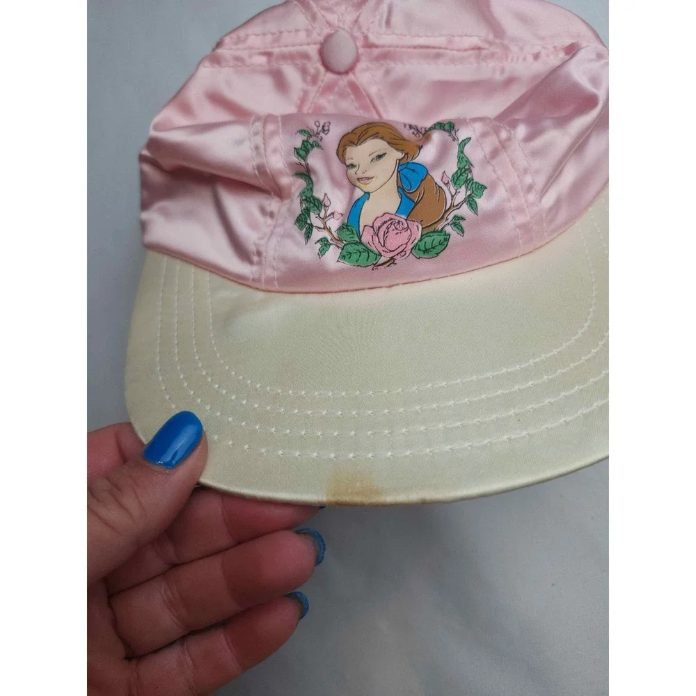 Vintage Disney Belle Beauty and the Beast Youth Pink Satin Hat Made in USA 90s
